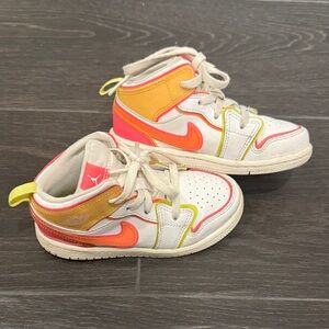 Jordan Kids' White, Orange, and Pink Sneakers